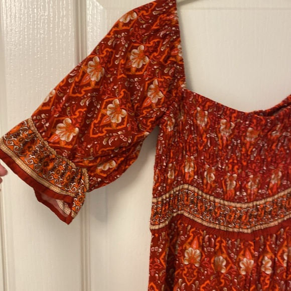 Red floral midi dress - Picture 4 of 6